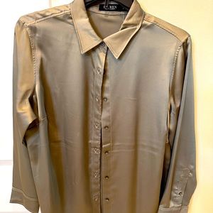 Ralph Lauren Sateen Olive Green Button Down Shirt Size 1X